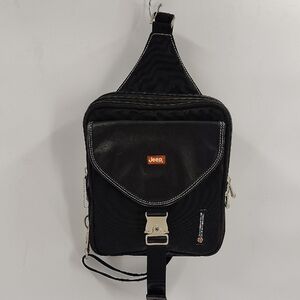 JEEP black multi section crossbody backpack bag multi use adjustable strap